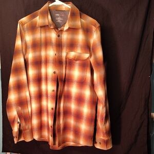 Swiss Tech Men's Plaid Dress Shirt - Brown and Orange